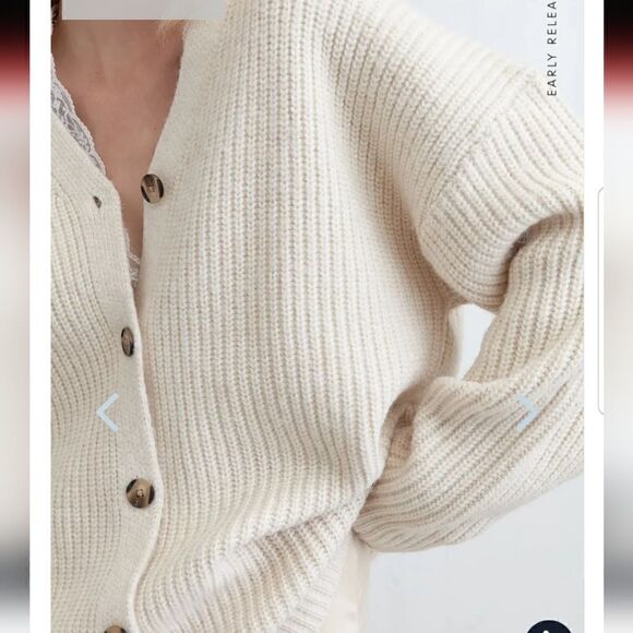 Oak + Fort Tan Chunky Knit Cardigan Oversized S-m NWT - Picture 4 of 13